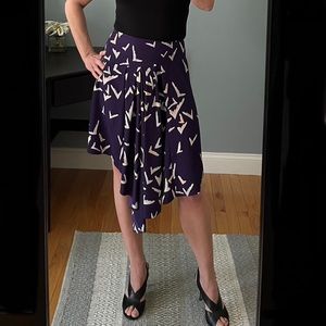Anthropologie Liefsdottir asymmetrical skirt bird print